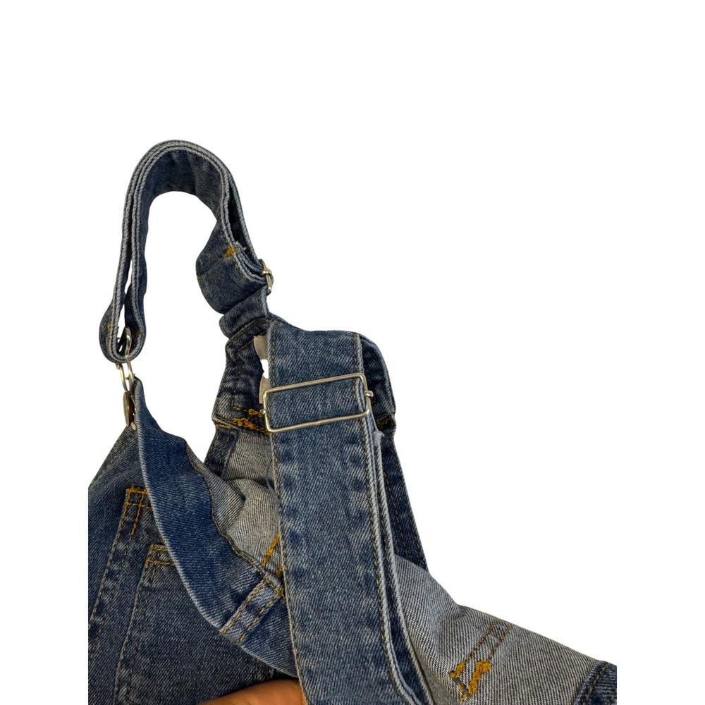 Distressed Boho Love Tree Denim Womens Medium Shortalls Blue Ripped Raw Hem - Picture 4 of 9